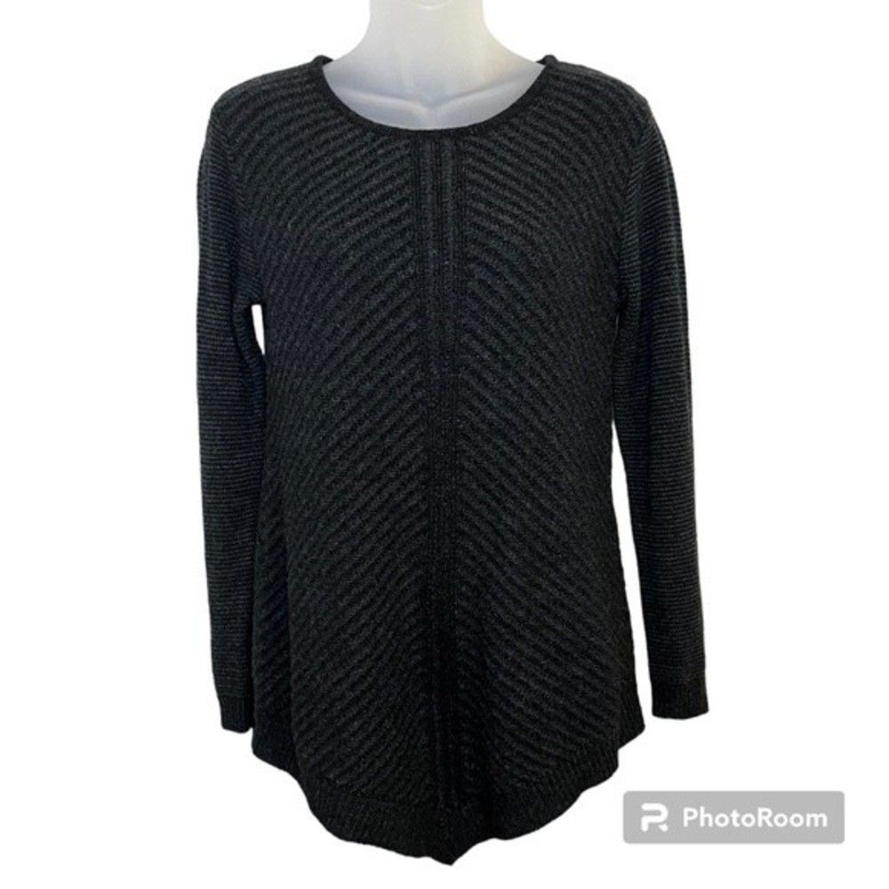 AGB Black Chevron Striped Long Sleeve Sweater Top Size Small